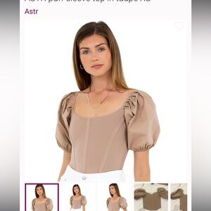 ✨ ASTR the Label Taupe Puff Sleeve Knit Top ✨